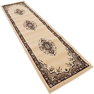 Unique Loom Reza Collection Traditional Persian Style Area Rug, 2 ft 2 in x 8 ft 2 in, Ivory/Brown - Image 5