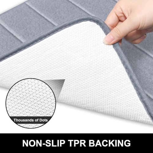 Memory Foam Bath Mat 36" x 24", Ultra Soft Absorbent Bathroom Rug Non Slip, Machine Washable Bath Rug for Bathroom, Shower and Tub,Grey - Image 3