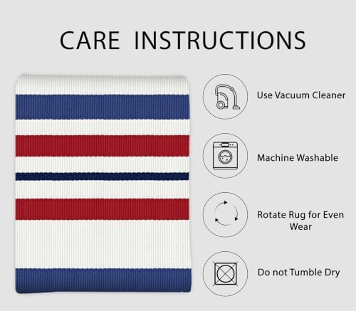 IOHOUZE Patriotic Striped Door Mat 2.3x3.6, Washable, Red White Blue - Image 5