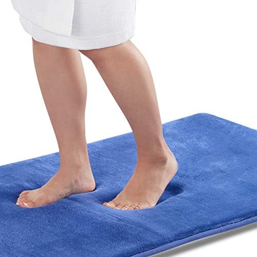 Memory Foam Bath Mat Non Slip Absorbent Super Cozy Velvet Bathroom Rug Carpet (24 inches X 48 inches, Royal Blue) by Genteele