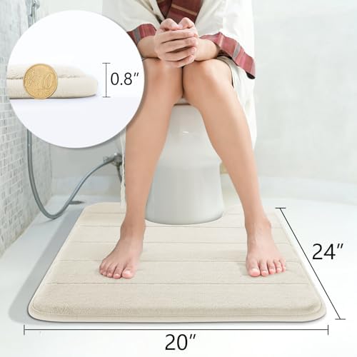 Yimobra Memory Foam Toilet Bath Mat U-Shaped, Commode Contour Rug, Soft and Comfortable, Super Water Absorbent, Non-Slip, Thick, Machine Wash Bathroom Commode Contour Rug, 24 X 20 Inches, Cream - Image 3