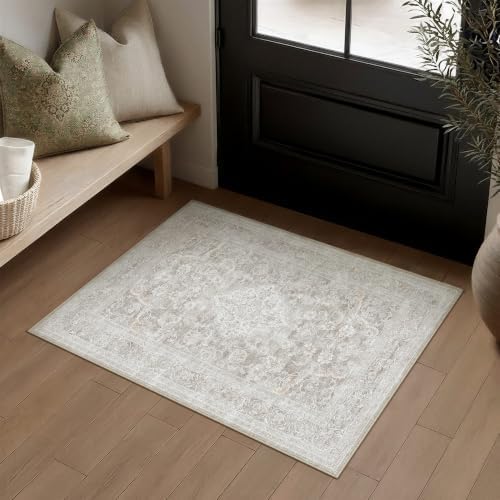 HUGEAR Grey Beige 2x3 Area Rugs for Entryway Washable Rug Carpet - Image 2