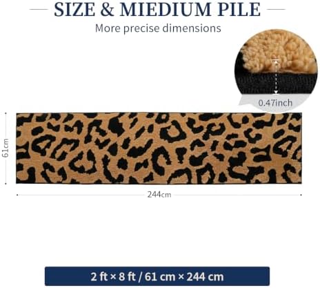 YIHOUSE Leopard Hallway Runner Rugs 2x8: Washable Non Slip Cheetah Rug - Image 2