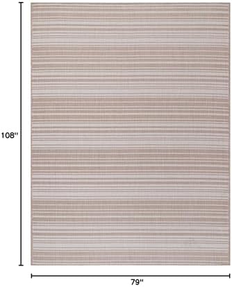 Luul Home Stripe Outdoor Rug 6x9 Washable Outside Carpet for Indoor Patio Porch Waterproof Easy Cleaning Non Shedding Area Rugs Beige 6 x 9 - Image 2