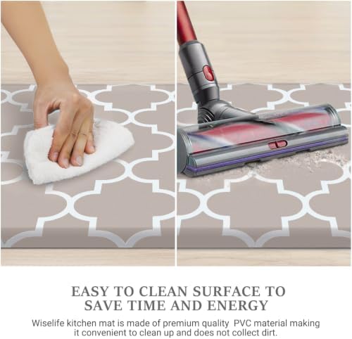 WISELIFE Kitchen Runner Rugs Anti-Fatigue Mats, 17.3"x 60", Khaki - Image 5