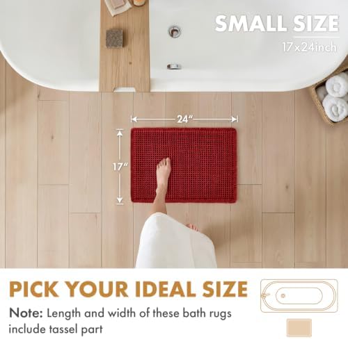 MIULEE Christmas Burgundy Red Set of 2 Waffle Bathroom Rugs 17x24 Inch - Image 2