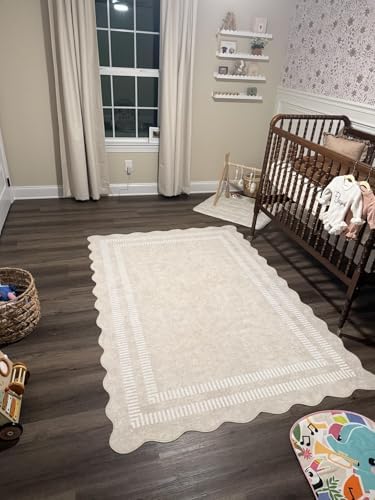 Area Rugs 5x7 Living Room Washable Modern Rug, Neutral Beige Soft Non Slip Rugs Ultra-Thin Indoor Carpet for Bedroom Dining Room Nursery Home Office - Image 7