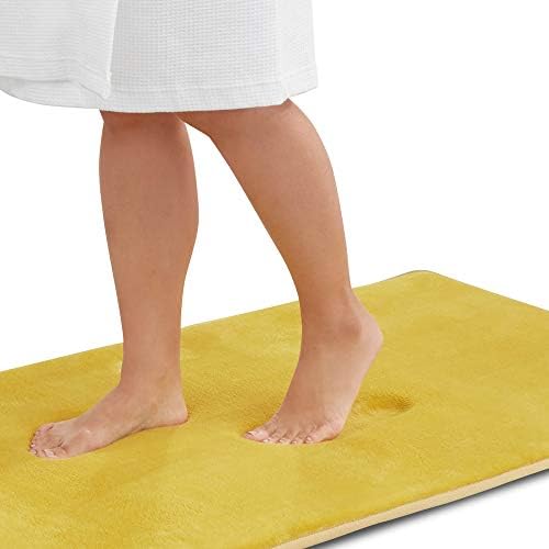Memory Foam Bath Mat Non Slip Absorbent Super Cozy Velvet Bathroom Rug Carpet (17 inches X 24 inches, Mustard) by Genteele