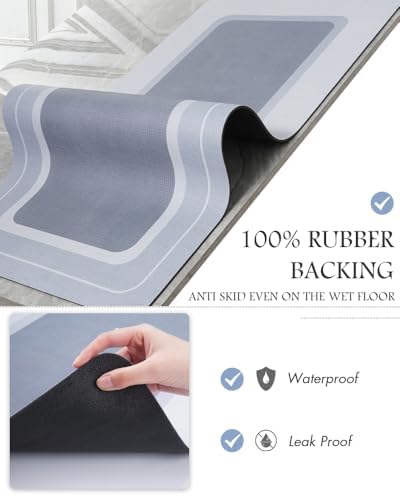MontVoo Bath Mat-Bath Mat Rug Non Slip Super Absorbent Stain Resistant Quick Dry Thin Bathroom Rug-Bath Mats for Bathroom Floor Bathtub Vanity-Bathmat Bath Rug Easy Care-24"x35" Blue - Image 4