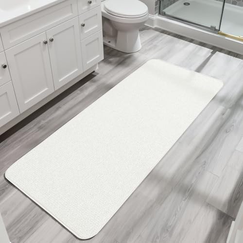 Bosap Bath Mat,Ultra Thin Bathroom Runner Rugs,Large Bath Mats for Bathroom,Quick Dry,Non-Slip,Machine Washable,Low Pile,Bath Rug,Shower Outside,Sink,Home Decor Accessories.Cream,2'x6'(24x72inch) by BosapDirect