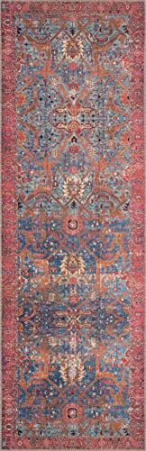 Loloi Loren Blue/Red 7'-6" x 9'-6" Area Rug - Image 5
