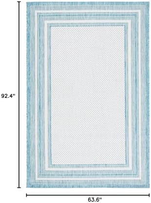 SAFAVIEH Courtyard Outdoor Area Rug 5'3"x7'7", Ivory & Aqua CY8475-53612 - Image 2