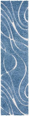 SAFAVIEH Florida Shag Collection Runner Rug - 2'3" x 9', Light Blue & Cream, Non-Shedding & Easy Care, 1.2-inch Thick Ideal for High Traffic Areas in Living Room, Bedroom (SG471-6011) - Image 3