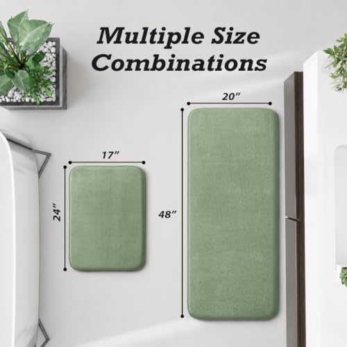 HUXMEYSON Bathroom Rugs Sets 2 Piece, Non-Slip & Quick Dry Bath Mat Set, Ultra Soft Velvet Bath Rugs for Bathroom, Toilet and Shower Floor, Grey Green - Image 2