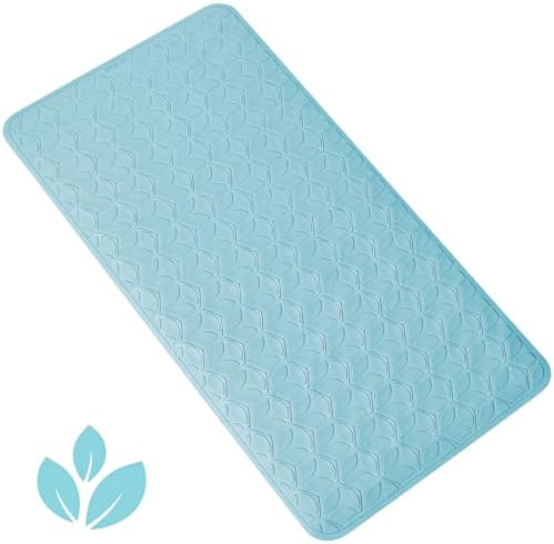 Non-Slip Rubber Bathtub Mat with Suction Cups, 17 × 35 Inch (Blue) by WRISIN