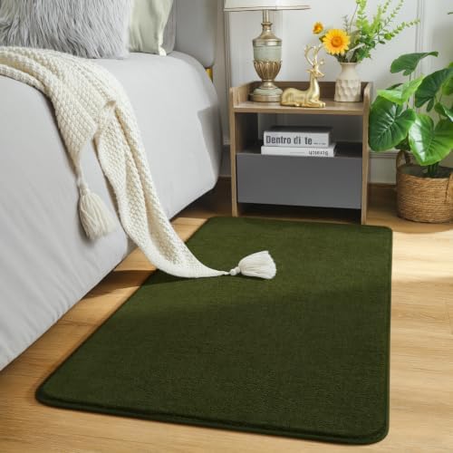Amearea Modern Washable Runner Rugs, 2x4 Olive Green Bedroom Runner Rug - Image 2