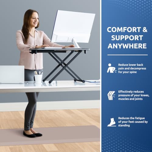 KitchenClouds Kitchen Mat Cushioned Anti Fatigue Kitchen Rug Non Slip Standing Mat Comfort Floor Mats for Sink Office (17.3"x60"- 0.8inch,Khaki) - Image 4