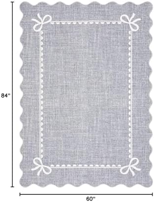 GarveeHome Scalloped Bow Rug 5x7 Washable Grey Rugs for Bedroom Living Room - Image 2