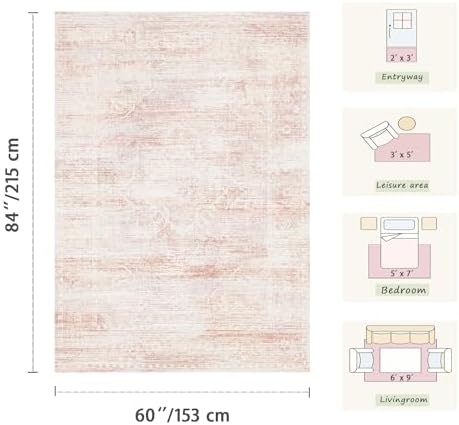 Large Area Rugs 9x12 for Living Room Washable Cute Pink Rugs - Image 2