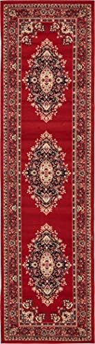 Unique Loom Reza Collection Traditional Persian Style Area Rug, Runner 2' 7" x 10' 0", Red/Ivory by UniqueLoom