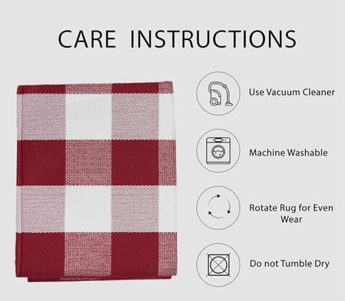 IOHOUZE Christmas Buffalo Plaid Door Mat 2x4.3, Washable, Red White - Image 5