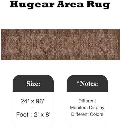 HUGEAR 2x8 Brick Red Vintage Floral Washable Runner Rug for Hallway - Image 2