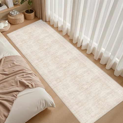2x10 Hallway Washable Runner Rug: Neutral Kitchen Carpet Beige - Image 3