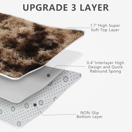 Shag Area Rugs for Bedroom Living Room,4X6 Ultra Soft Fluffy Area Rugs for Dorm,Indoor Carpet Plush Rugs for Living Room Home Decor, Mottling Brown - Image 3