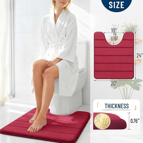 OLANLY Memory Foam Toilet Rugs U Shaped 24x20, Super Soft and Absorbent - Image 4