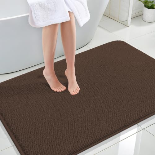 OLANLY Memory Foam Large Bathroom Rugs 47x32, Absorbent Bath Mat, Brown by OLANLY