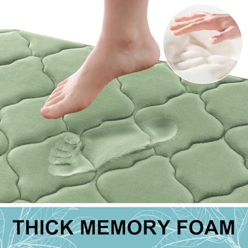OLANLY Memory Foam Bath Mat Rug 47x20, Ultra Soft Bathroom Rugs, Sage Green - Image 3