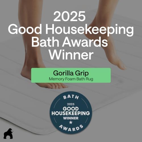 GORILLA GRIP Absorbent Memory Foam Bath and Shower Mat, 30x20 White - Image 6