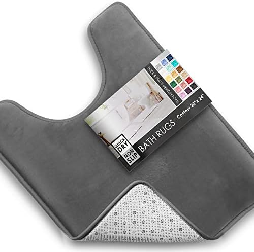 Clara Clark Bathroom Rugs, Velvet Memory Foam Bath Mat, Non-Slip, Machine Washable Bath Rugs - Dries Quickly, Ultra Soft Plush Bath Mats for Bathroom, 20 x 24, Grey by ClaraClark