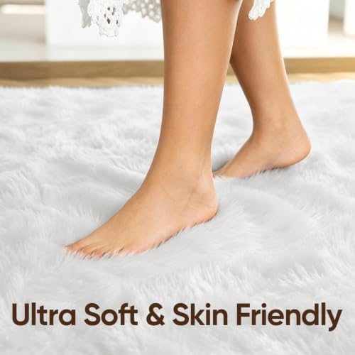 7x10 Large White Fluffy Soft Area Rug Non-Slip for Living Room Bedroom - Image 5