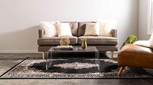 Unique Loom Reza Collection Traditional Persian Style Area Rug, 9 x 12 ft, Black/Beige - Image 2