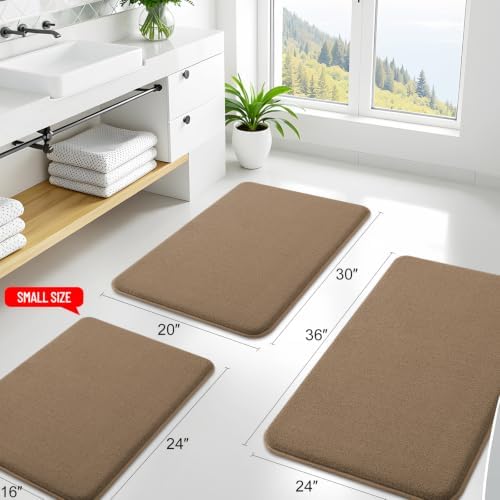 Smiry Memory Foam Bath Mat 34x21, Extra Soft Absorbent Bathroom Rugs - Image 2