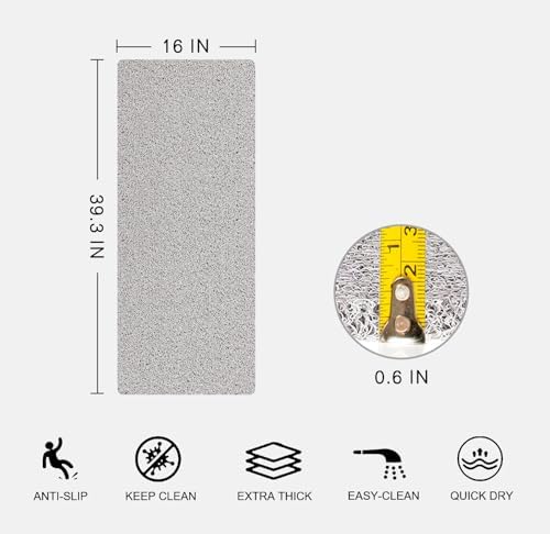 Nonslip Bathtub Mat, Anti Slip Bath Mat 0.6" Extra Thick, Quick Dry Bath Tub Anti Slip Shower Mat, Loofah Non-Slip Bath Mat for Tub Bathroom Pool Kitchen Entryway Home Hotel(Light Gray 16x39) - Image 2
