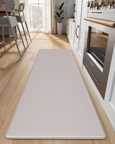 Kitchen Mats for Floor, Extra Long Anti-Fatigue Kitchen Rug, Ivory by StepAura