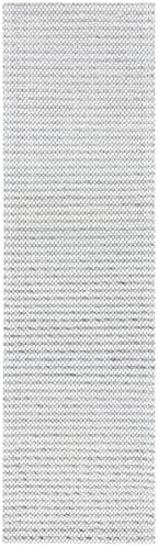 SAFAVIEH Marbella Collection Runner Rug - 2'3" x 12', Light Grey & Ivory, Flat Weave Wool Design, Ideal for High Traffic Areas in Living Room, Bedroom (MRB392F) - Image 3