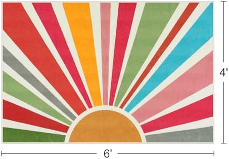 STARUIA Boho 4'x6' Area Rug, Washable Kids Rug for Playroom Classroom - Image 2