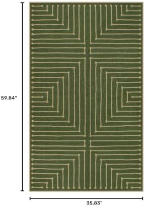 Lahome Green 3x5 Outdoor Rug for Entryway,Rhombus Easy Jute Frotn Porch Rug - Image 2