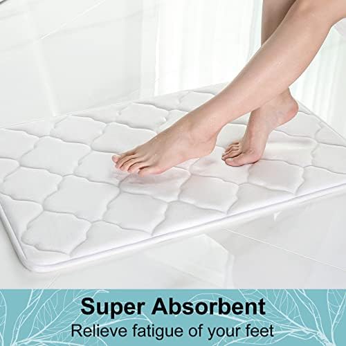 OLANLY Memory Foam Bath Mat Rug 44x24, Ultra Soft Bathroom Rugs, White - Image 5