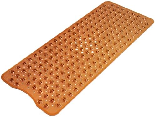 AmazerBath Shower Mat Non Slip 40 x 16 Inches, Shower Stall Mats with Suction Cups and Drain Holes, Non Slip Bath Mat for Tub for Elderly & Kids, Clear Brown by AmazerBath