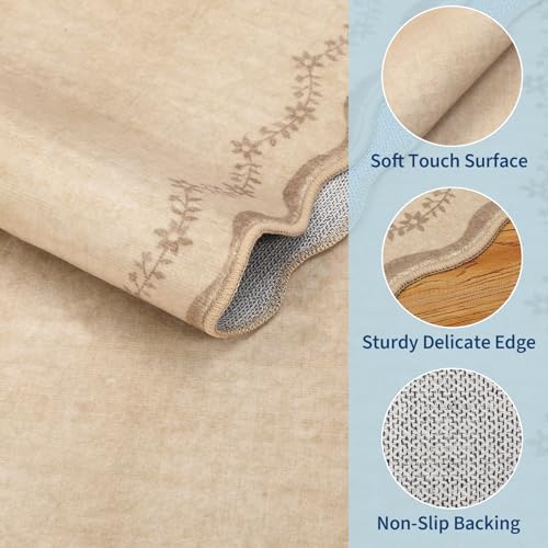 GarveeHome 2x6 Scalloped Washable Runner Rug Non Slip Hallway Kitchen Rug - Image 4