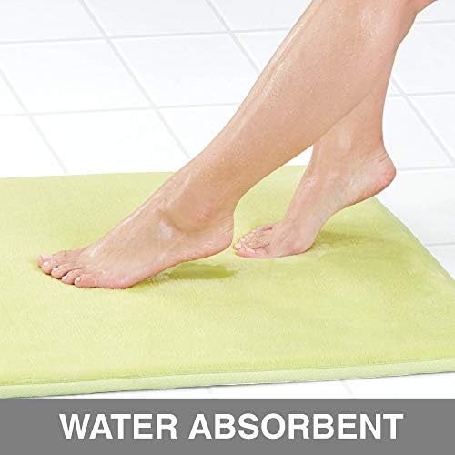 Memory Foam Bath Mat Non Slip Absorbent Super Cozy Velvet Bathroom Rug Carpet (22 inches X 42 inches, Lime) - Image 2