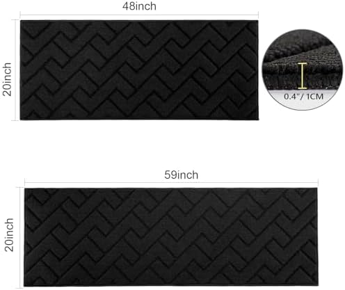 hicorfe Kitchen Runner Rug,20"x59"+20"x48" Kitchen Set,Non-Slip Kitchen Mat - Image 2