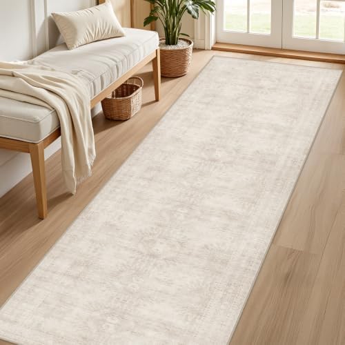 2'6''x10' Hallway Washable Runner Rug:Neutral Kitchen Carpet Beige - Image 2