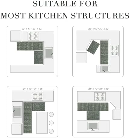 BSICPRO Kitchen Rugs Sets of 2, Non Slip Kitchen Mats for Floor, Green - Image 5