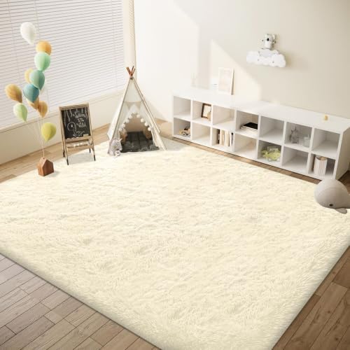 9x12 Area Rugs for Living Room: Fluffy Shag Soft Washable Rug Large Fuzzy Plush Indoor Carpet for Bedroom Nursery Playroom Kids Girls Boys Room (Beige, 9'x12') - Image 5