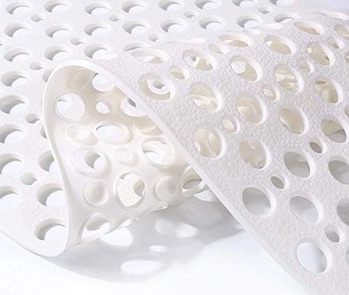 Nonslip Bath Tub Shower Mat with Suction Cups, Extra Soft TPE Bath Mat for Kids, Bathtub Bathroom Mats, Machine Washable, Smooth/Non-Textured Tubs Only, 30L x 17W Inch(White) by Mantto